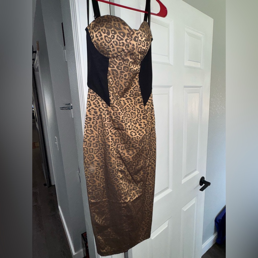Leopard Print Dress with Black Accents